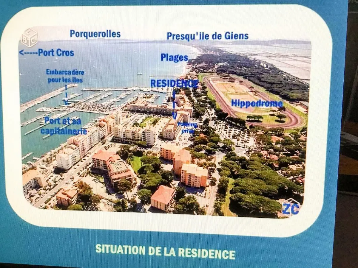 Апартаменты Studio Port D'Hyeres Vue Mer Et Iles De Porquerolles Et Port-Cros